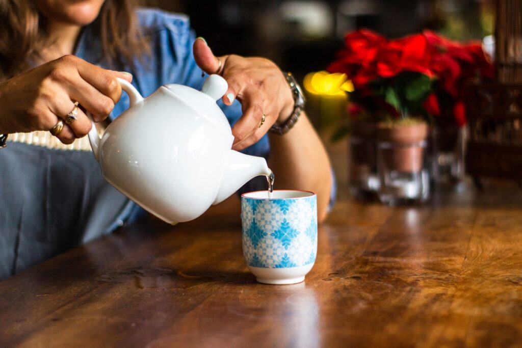 Woman enjoying a cup of morning tea